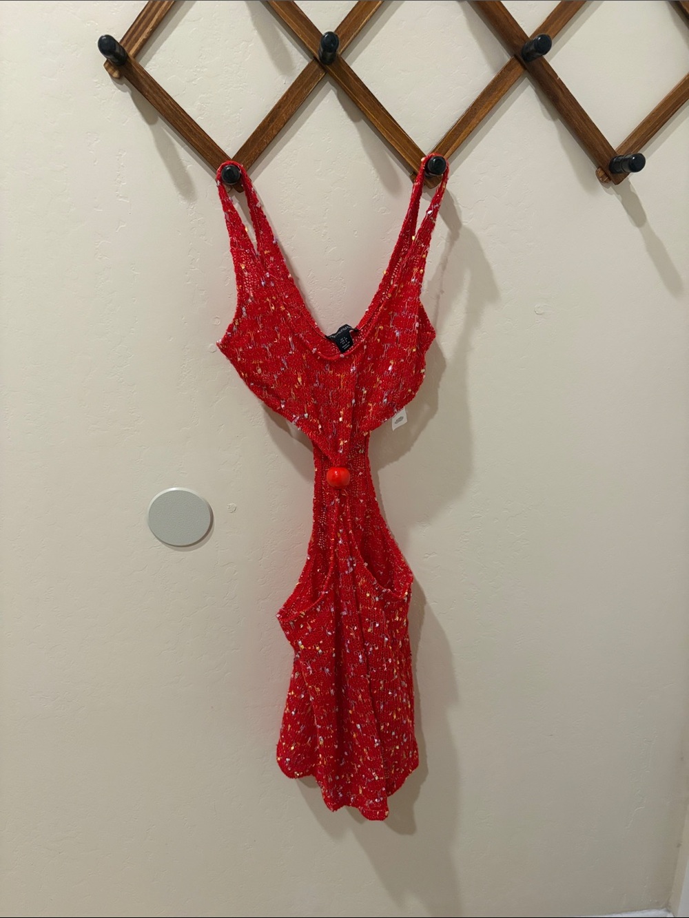 Fun PrettyLittleThing Red Mini Dress with Multicolor Fleck 💃